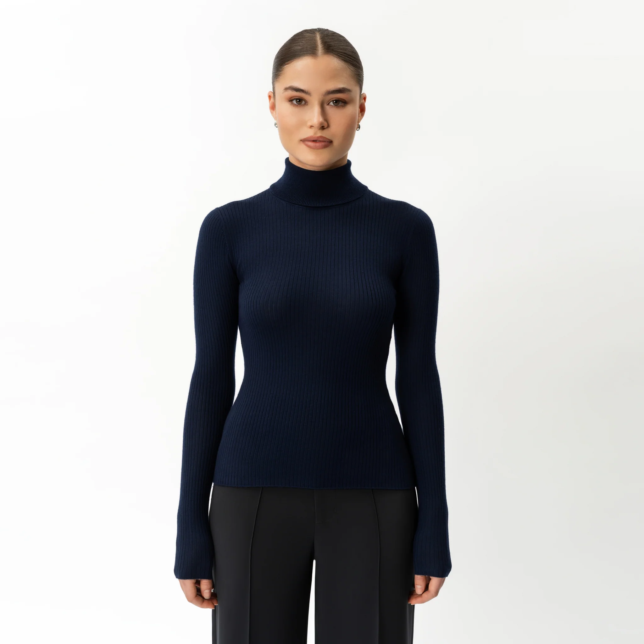 Merino Wool Ribbed Turtleneck